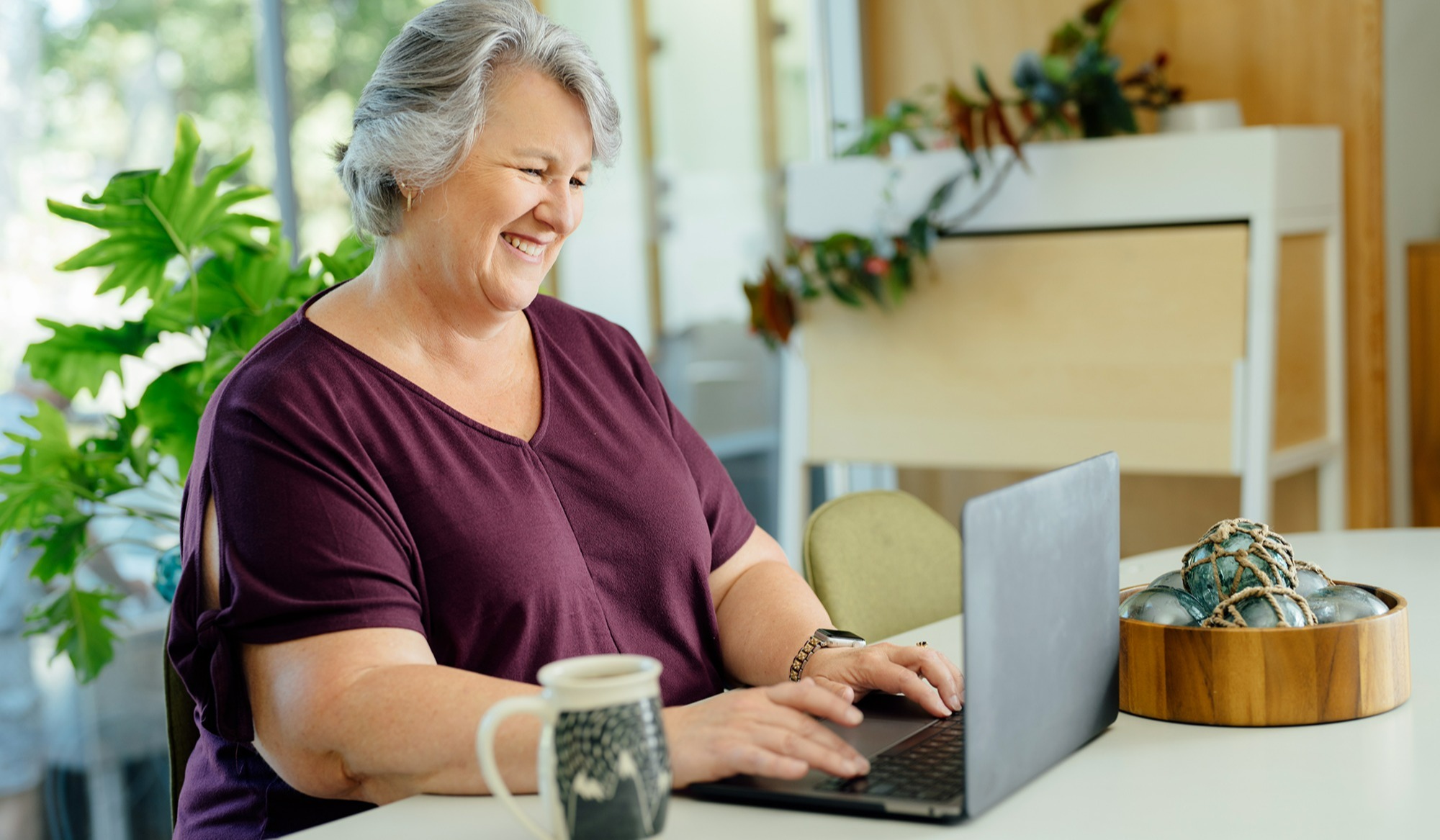 Woman using a laptop